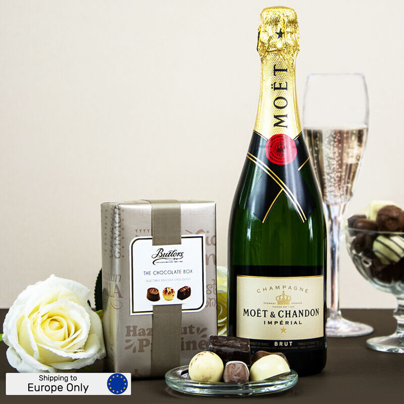 Moet Champagne & Butlers Chocolates Gift Basket (Europe Only)